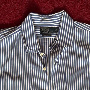 Polo  Ralph Lauren men XL Navy and White Striped Shirt